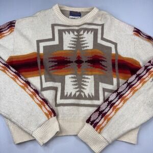 Vintage 80s Pendleton Wool Sweater High Grade Western Wear Navajo Aztec 1X